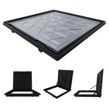 Tampa Piscina Casa Máquina 1x1m Articulada Rebaixada Preta