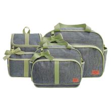 Kit Bolsas E Mochila Maternidade Baby Classic Exclusive Cinza E Verde