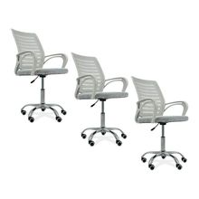 Kit 3 Cadeiras De Escritório Secretaria Diretor Roma Ergonômica - Branca