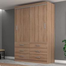 Guarda Roupa Casal Veneza Premium 2 Por. De Correr 6 Gavetas