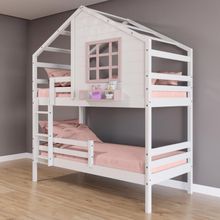 Beliche Casinha Janela Grade Proteção Madeira Branco-Rosa