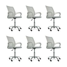 Kit 6 Cadeiras De Escritório Secretaria Diretor Roma Ergonômica - Branca