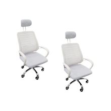 Kit 2 Cadeiras Escritório Diretor Tela Mesh Encosto De Cabeça Branco