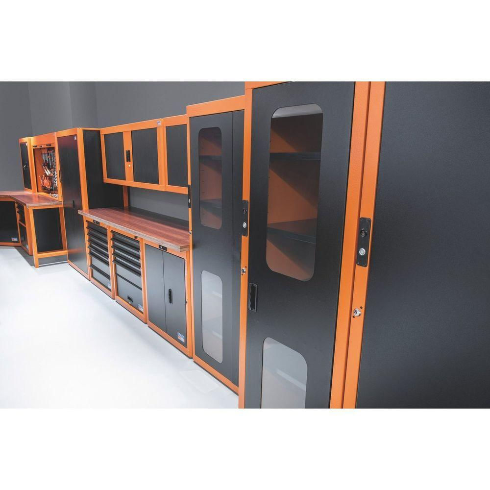 Armário Smart System Ferramentas 1 Porta, 29 Caixas Plásticas Bin Visor Tramontina Pro Laranja Tramontina