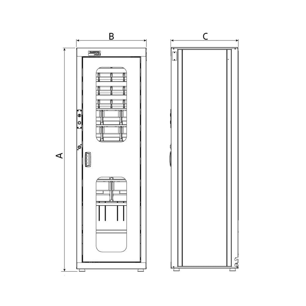 Armário Smart System Para Ferramentas 1 Porta, 29 Caixas Plásticas Bin E Visor Tramontina Pro Cinza Tramontina