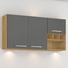 Armário Susp. 3 Portas 3 Gaveteiros 1,20 Ametista Freijó Gris