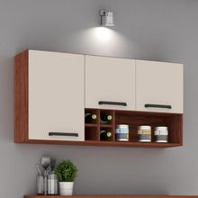 Armário Susp. 3 Portas 4 Gaveteiros 1,20 Ametista Nogueira Off White