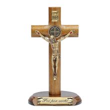 Crucifixo de Mesa Cilíndrica com São Bento 12cm