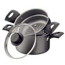 Cuscuzeira Tramontina Turim RevestimentoAntiaderente Starflon Max Chumbo 16cm Tramontina