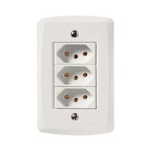 Conjunto 3 Tomadas 3P 10A Tramontina Lux2 - Branco - Kit com Parafusos