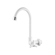 Torneira Sicília Parede Bica Móvel Branca ABS - Vedante Cerâmica - Cromado