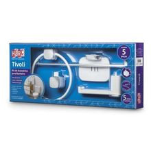 Kit Acessórios Banheiro 5 Peças Branco/Cromado Tivoli Herc - ABS - Fácil Instalação