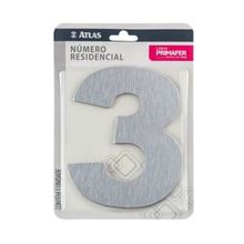 Número Residencial Adesivo Cromado 3 - Alumínio ACM - Fita 3M VHB - Interno/Externo
