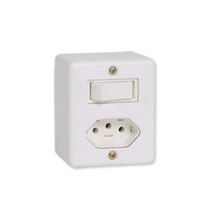 Interruptor Simples + Tomada 10A Linha Box Ilumi - Conjunto Elétrico