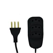 Extensão Tripla 4,5 Metros 3P 10A Preta - Uso Doméstico e Comercial