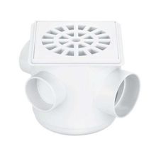 Caixa Sifonada Quadrada 100x100x50mm com 3 Entradas de 40mm - PVC - HERC