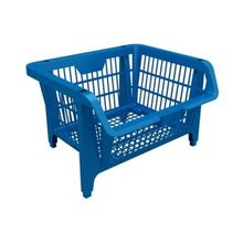 Cesto Plástico Empilhável 43x37cm Azul - Organizador de Estoque e Ferragens
