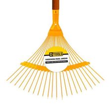 Vassoura de Aço Fixa 22 Dentes para Jardim - Amarela - Com Cabo Revestido