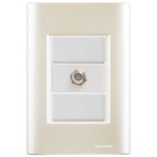 Cj Tomada conexão TV SAT Coaxial Giz Pérola Tramontina completo pronto Tramontina