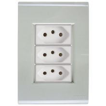 Cj Três Tomadas Tripla 10A Liz Verde Ardósia Tramontina completo pronto Tramontina