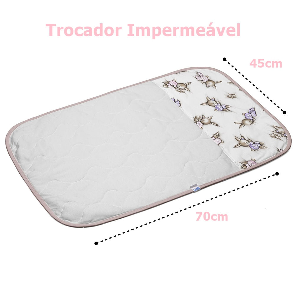 Encontraproduto.com.br - Trocador Tecebem Baby Malha Estampado Impermeável Meg 45cmx70cm Rosa