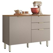 Balcão De Cozinha Alba 120cm Amêndola Nude Prime Tx Com Tampo - Demóbile
