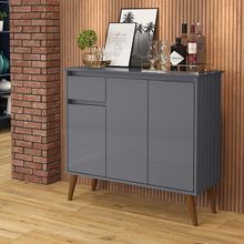 Aparador Buffet Veneza - 3 Portas E 1 Gaveta Em Mdf-mdp Cinza - Ej Móveis