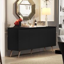 Aparador Buffet Encanto - 4 Portas Com Pés Retrô Em Mdp-mdf Preto - Lukaliam Móveis Preto