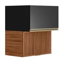 Armário Aéreo Proença 60cm Basculante 1 Porta Mdf E 1 Porta Ripada Nogueira Touch-carbono Prime Tx