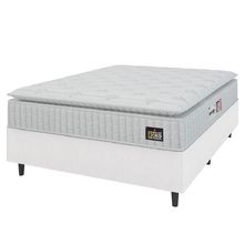 Cama Box Casal Colchão Espuma D33 Pillow Top Van Gogh 138x188x62cm Branco Hellen Suporta Até 120kg