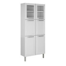 Armário de Cozinha e Paneleiro Duplo de Aço Itatiaia Tarsila com Vidro 6 portas 0,70m Branco Branco