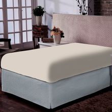 Lençol Portallar Queen Com Elástico Malha 100% Algodão Premiun Classic Off White