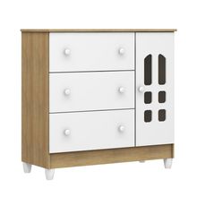 Cômoda Infantil Carolina Baby Eloa com 3 Gavetas, 1 Porta e 1 Prateleira – 95cm de largura