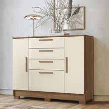 Cômoda Santos Andirá Pinhais com 2 Portas, 4 Gavetas, 1 Prateleira e 1 Cabideiro - 130,2cm de largura