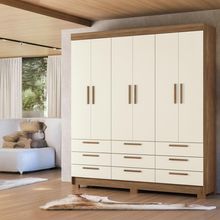 Guarda-Roupa Casal Santos Andirá Colombo com 6 Portas, 9 Gavetas e 4 Prateleiras – 194,4cm de largura