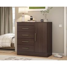 Cômoda De Quarto Montevideu C- 1 Porta E 4 Gavetas Cafe Touch - Demóbile