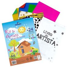 Livro Pedagogico Kit do Artista A4 com 24 Folhas Coloridas e Estampadas 75g - Romitec