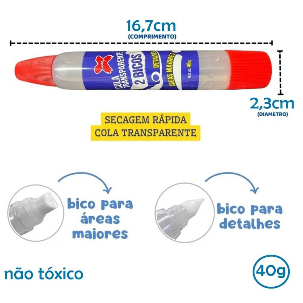 Cola Transparente com 2 Bicos 40g - Make+