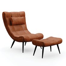 Kit 01 Poltrona e 01 Puff Sher Corano Nozes Pés Palito de Ferro - D'Rossi