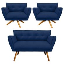 Kit 01 Namoradeira e 02 Poltronas Giratória Anitta Suede