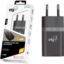 Carregador USB 1A WC1APT 1 Saida Preto Bivolt ELG