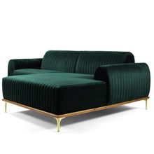 Sofá 4 Lugares com Chaise Base de Madeira Euro 255 Cm Verde