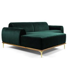 Sofá 4 Lugares com Chaise Base de Madeira Euro 255 Cm Verde