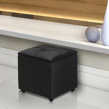 Kit 2 Puffs Baú Cristal 40x40 Decorativo Estofado Veludo Preto