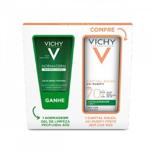 Vichy Protetor Solar Facial Capital Uv Purify Sem Cor Fps 70 40g  +  Gel Limpeza Normaderm 40g - Kit