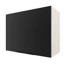 Armário Aéreo Bartira Rubi com 2 Portas, 1 Prateleira e 80cm de Largura - Freixo/Preto Poah