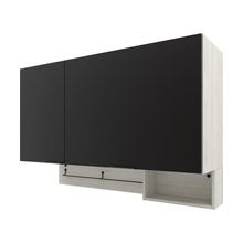 Armário Aéreo Bartira Rubi com 2 Portas, 2 Prateleiras e 120cm de Largura - Freixo/Preto Poah