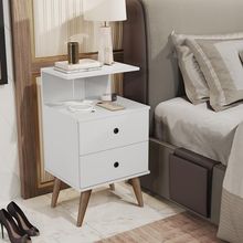 Mesa De Cabeceira Madri Branco 2 Gavetas Branco