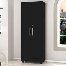 Armário Multiuso Lavanderia com Chave 2 Portas 1,80m Texas Preto J&A