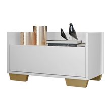 Mesa De Cabeceira 80 Cm C/ Pés Quadrados Branca/natural